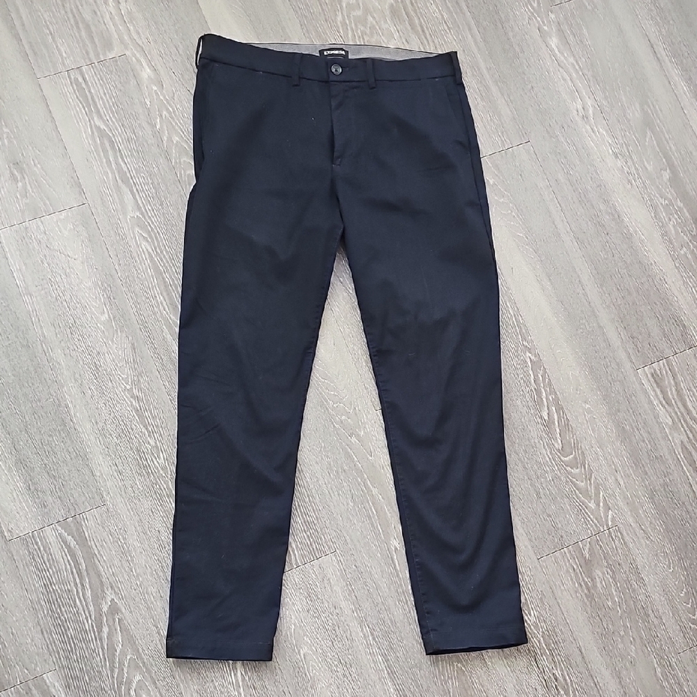 Express Navy Blue Chino Dress Pants With Athletic Comfort Waistband